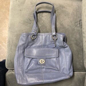 Coach Penelope F19264 Cornflower Blue Pebble Leather Tote Bag Purse Large
